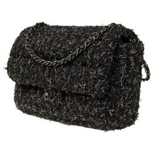 **CHANEL** Tweed Flap Bag Metallic and Sequin with Dust Bag